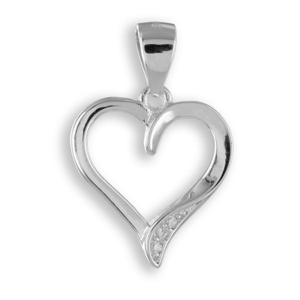 Anhänger Herz Silber 925 rhodiniert - 3 Zirkonia - 14,5x14mm