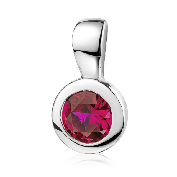 Anhänger Zirkonia Rot Silber 925 rhodiniert - Ø 7mm