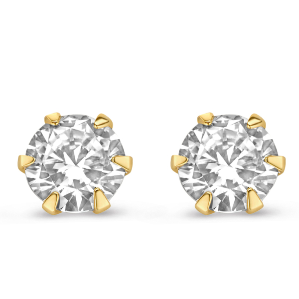 Ohrstecker Zirkonia Gold 585 - 6mm - 6-Stotzen-Fassung