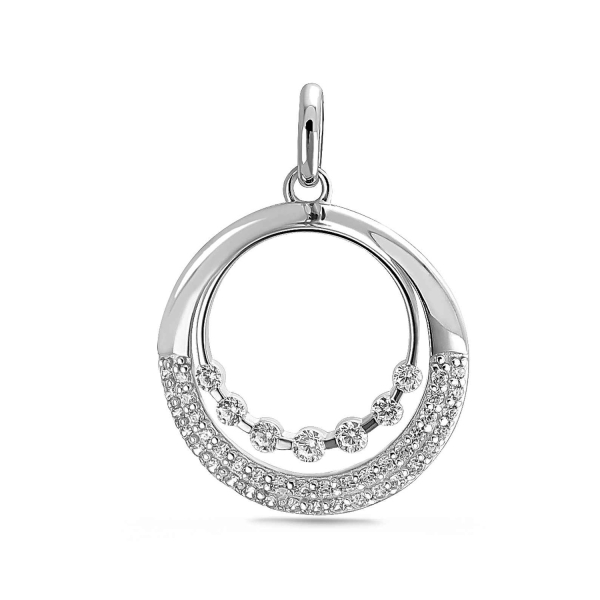 Anhänger Silber 925 rhodiniert - Ø 17mm - 46 Zirkonia