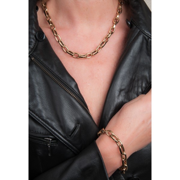 Chunky Chain Armband Edelstahl PVD-Vergoldung - Ankerkette weit - 10,0mm breit - Bild 5