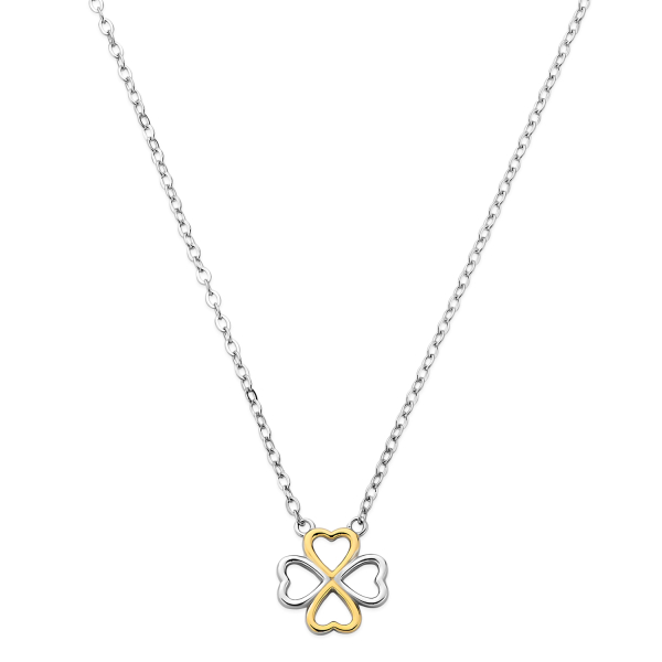 Collier mit Anhänger Klee Silber 925 rhodiniert Bicolor - Klee 11x11mm - Bild 2