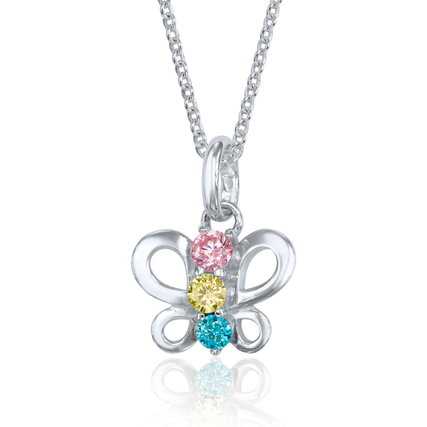 Anhänger Schmetterling Silber 925 rhodiniert - 3 Zirkonia bunt