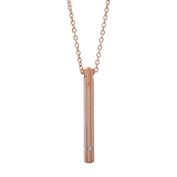 Ankerkette mit Kapsel-Anhänger Edelstahl PVD rosé - Zirkonia - Schraubbar