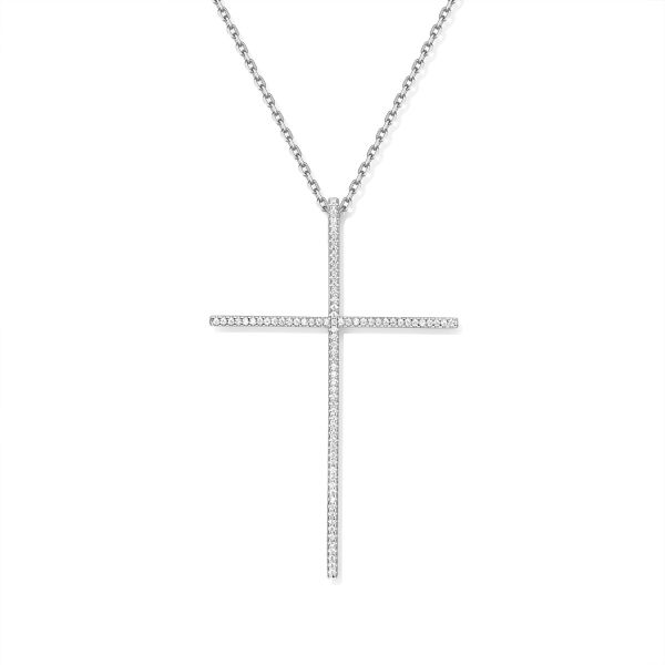Collier Silber 925 mit Kreuzanhänger und 80 Zirkonia - vergoldet oder rhodiniert - 45cm - Bild 2