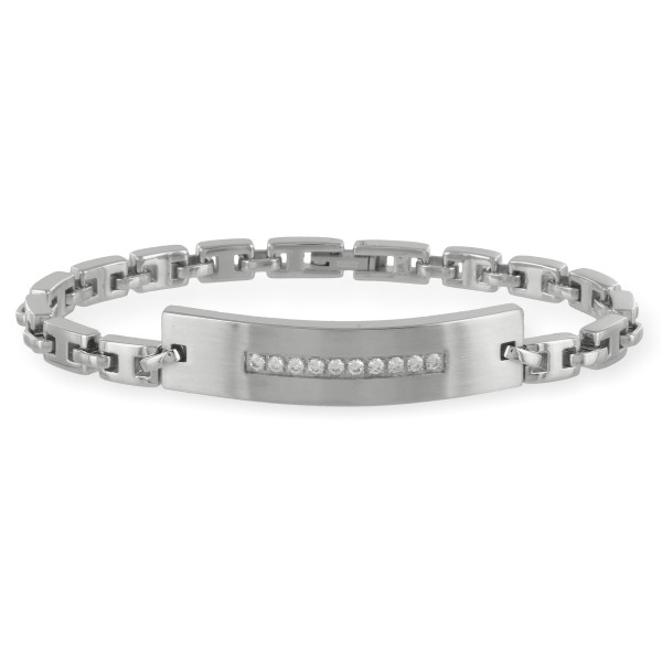 Armband Edelstahl teilmatt - 10 Zirkonia