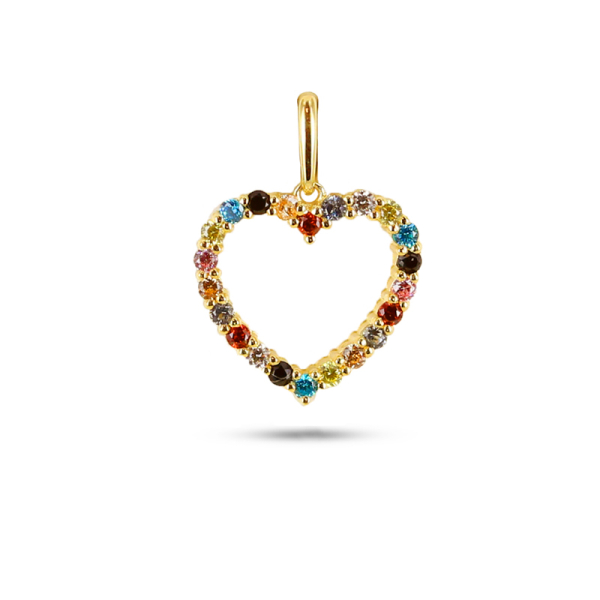 Collier Herz Gold 585 - 14 bunte Zirkonia - Bild 2