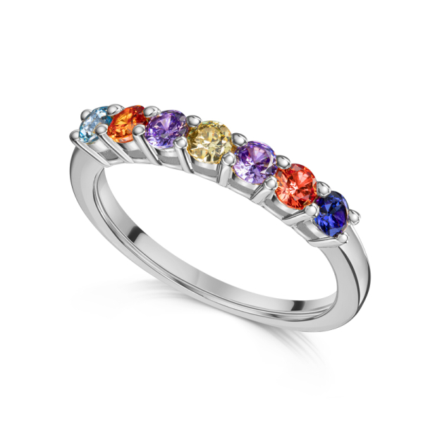 Damenring Silber 925 - 7 bunte Zirkonia