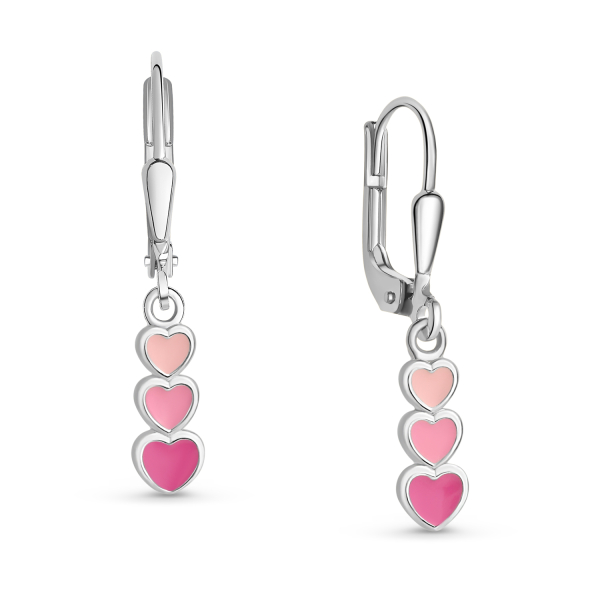 Ohrringe Herzen Silber 925 rhodiniert - Lack