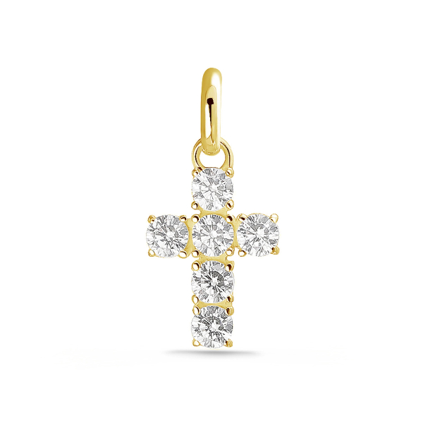 Anhänger Kreuz Silber 925 vergoldet - 6 Zirkonia - 11mm