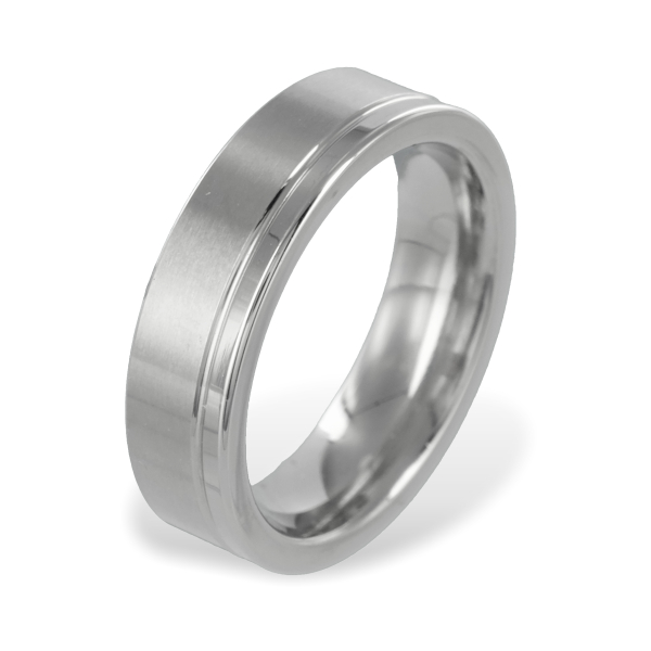 Freundschafts- und Verlobungsring Edelstahl Teilmatt - 6mm breit