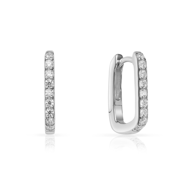 Klappcreolen mit 18 Zirkonia Silber 925 rhodiniert - 14,5x11,5mm