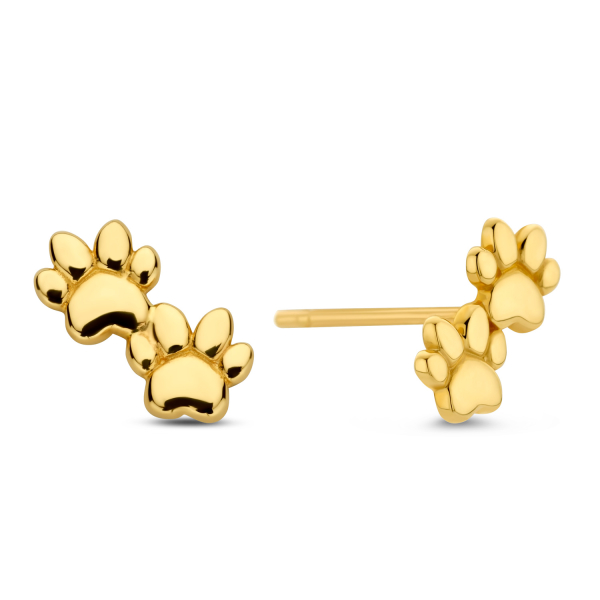 Ohrstecker Hundepfoten Gold 585 - 8x4mm