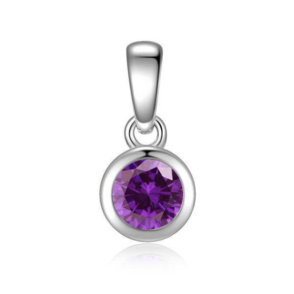 Anhänger Zirkonia Lila Silber 925 rhodiniert - Ø 7,5mm