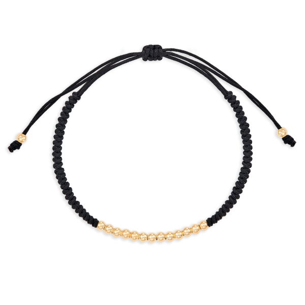 Textilarmband mit 15 polierten Goldkugeln Gold 333