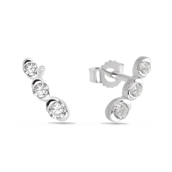 Ohrstecker mit 6 Zirkonia Silber 925 rhodiniert - 10,5x2,6mm