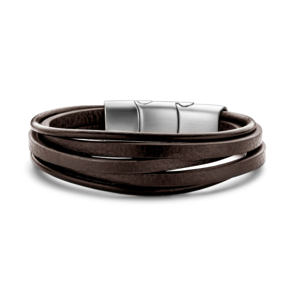 Frank 1967 Armband Echtleder Braun 5-reihig Edelstahl - 3x5mm und 2x3mm