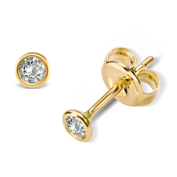 Lovebird Ohrstecker Gelbgold 585 - Brillant 0,10 ct - Zargenfassung