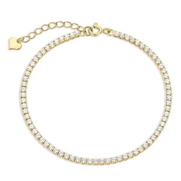 Tennisarmband Zirkonia Silber 925 vergoldet - 72 Zirkonia - 2mm breit