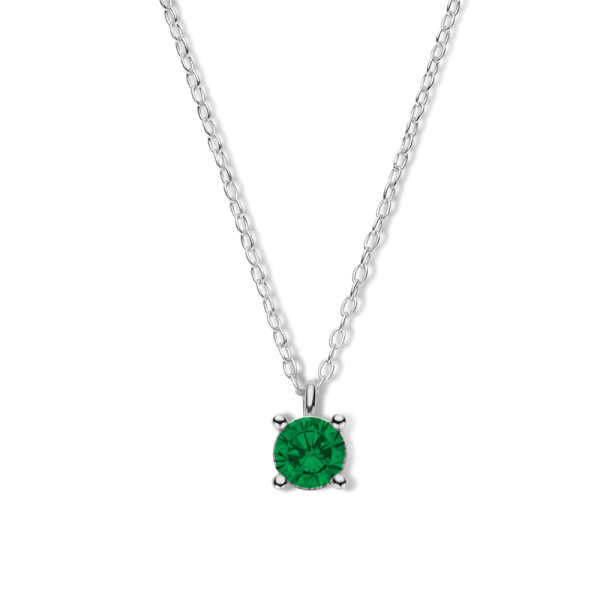 Collier mit Zirkonia smaragdgrün Silber 925 rhodiniert - 40+5cm