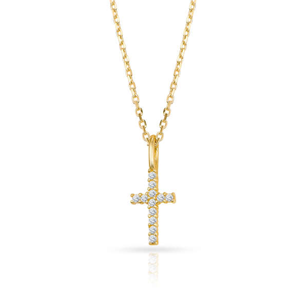 Collier Kreuz Gold 333 - 12 Zirkonia