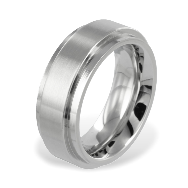 Ring Edelstahl - Teilmatt - 9mm breit - Freundschaftsring