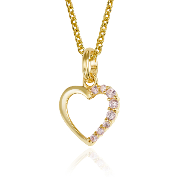 Anhänger Herz Gold 333 - 8 pinke Zirkonia - 10x9,5mm