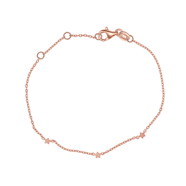 Armband 3 Sterne Silber 925 rosévergoldet - Ankerkette mit Zwischenöse