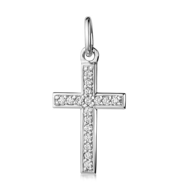 Lovebird Anhänger Kreuz Weißgold 585 - 17 Brillanten 0,08 ct