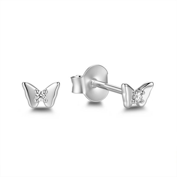 Schmetterling Ohrstecker Silber 925 mit Zirkonia - vergoldet oder rhodiniert - 4,5mm - Bild 2