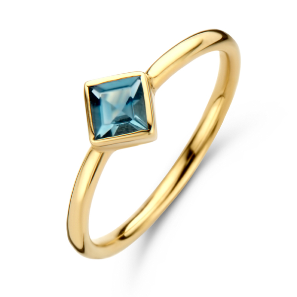 Damenring Silber 925 vergoldet - Kristall London Blue