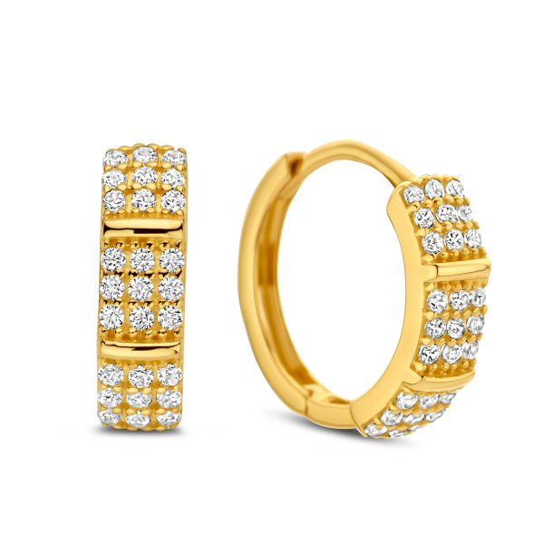 Klappcreolen Gold 585 - 54 Zirkonia - Ø 13mm - 3,4mm breit