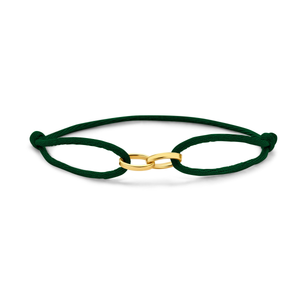 Armband Satin Dunkelgrün Gold 585 - 2 Glieder