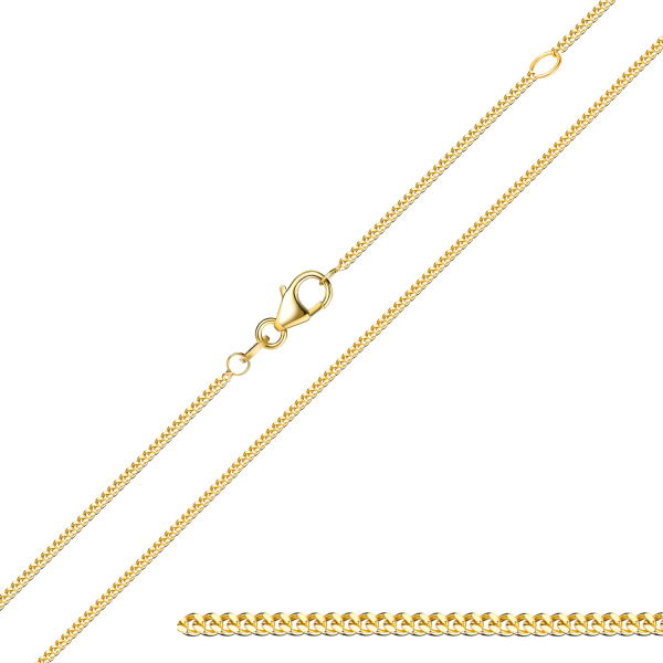 Panzerkette flach diamantiert Gold 750 - 1,4 mm breit - 45cm