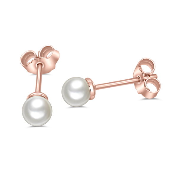 Lovebird Ohrstecker Silber 925 rosévergoldet - Süßwasser-Zuchtperle 5mm