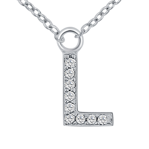 Lovebird Buchstabencollier L Silber 925 rhodiniert - 9 Zirkonia