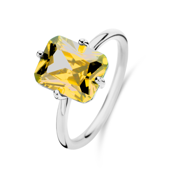 Damenring Zirkonia Citrin Silber 925 - 8x10mm