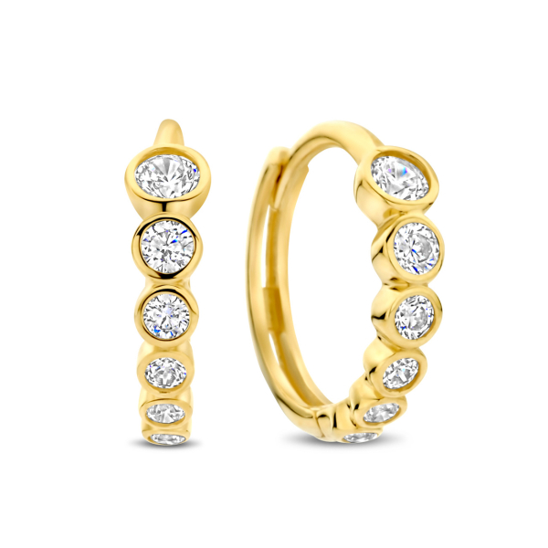 Klappcreolen Gold 585 - 12 Zirkonia