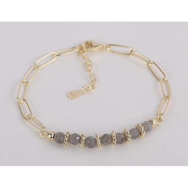 Fußkette Labradorit Silber 925 vergoldet - 22+3cm - Bild 2