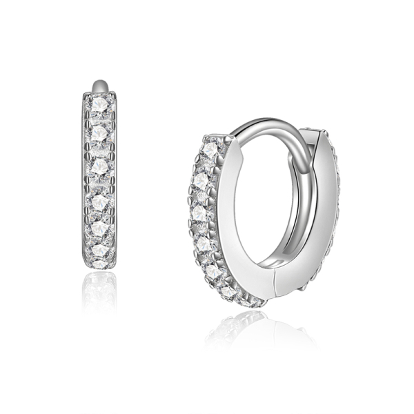 Lovebird Klappcreolen Silber 925 - Ø 11mm - 26 Zirkonia