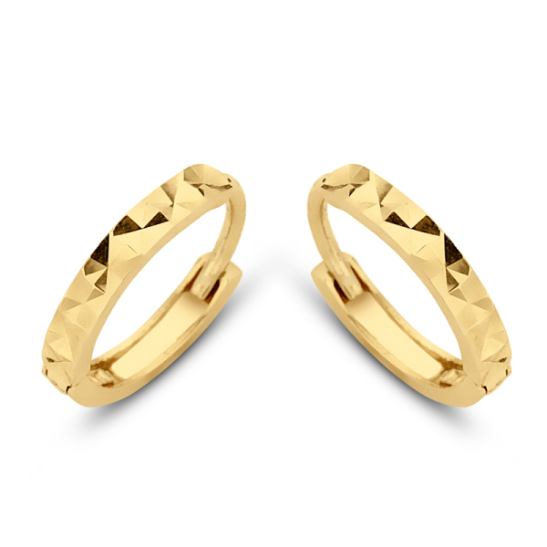Klappcreolen Gold 585 - Diamantiert - Ø 11mm