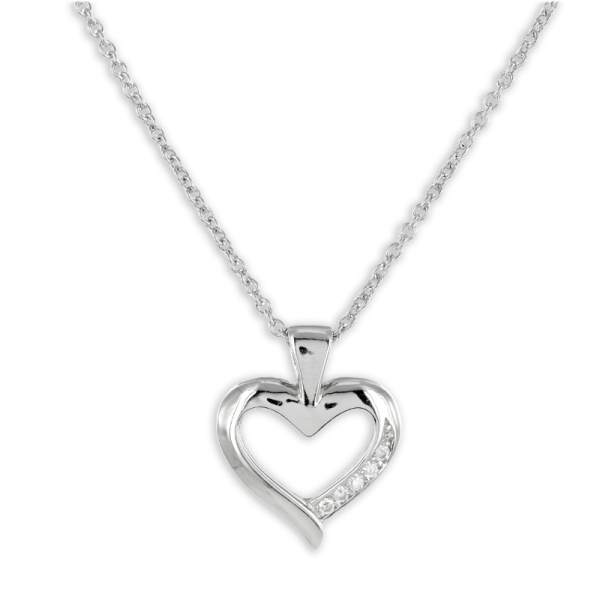 Collier Herz Silber 925 rhodiniert - 5 Zirkonia