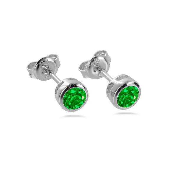 Ohrstecker Zirkonia Grün Silber 925 rhodiniert - 2,5mm
