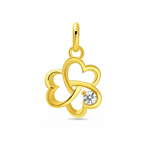 Anhänger Kleeblatt aus Herzen Silber 925 vergoldet - Zirkonia - Ø 10mm