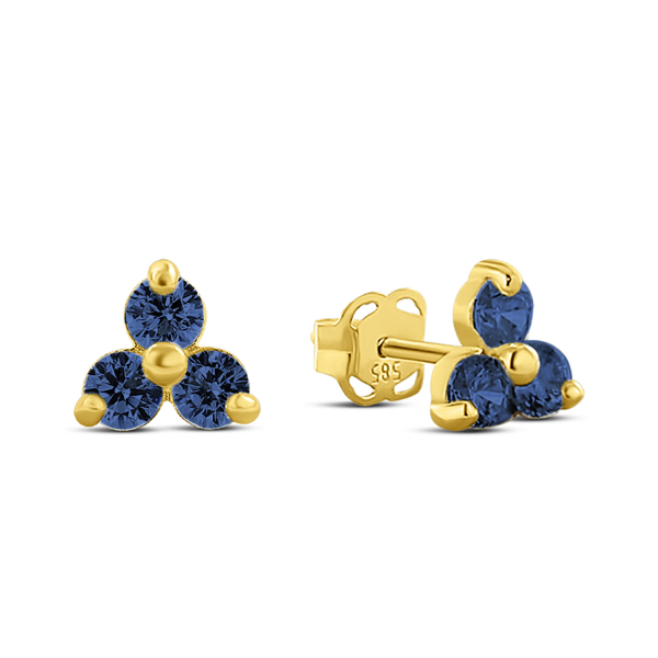Ohrstecker mit 6 Zirkonia Gold 585 - Blau