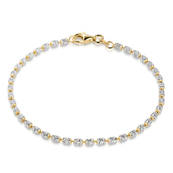 Kugelarmband oval Silber 925 Bicolor - Diamantiert