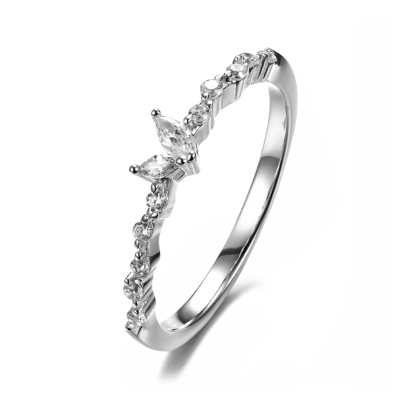 Damenring Silber 925 - 12 Zirkonia - Marquise-Zirkonia