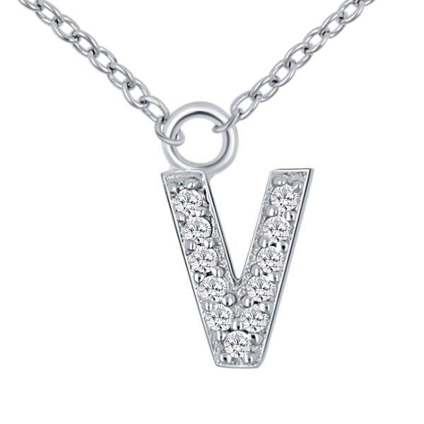 Lovebird Buchstabencollier V Silber 925 rhodiniert - 11 Zirkonia