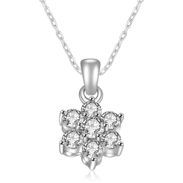 Lovebird Collier mit 7 Zirkonia Silber 925 rhodiniert - Anhänger 8,5x15mm