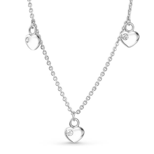 Collier mit 3 Herzen Silber 925 rhodiniert - Zirkonia - 38cm - Recyceltes Silber